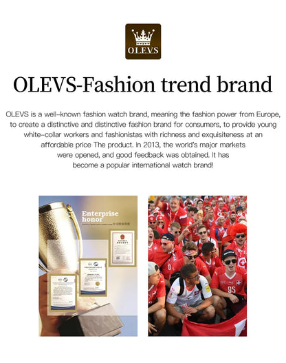 OLEVS 5885 Men's Watches Business Stainless Steel Strap Green Quartz Watch Waterproof Calendar Luminous High Quality Wristwatch