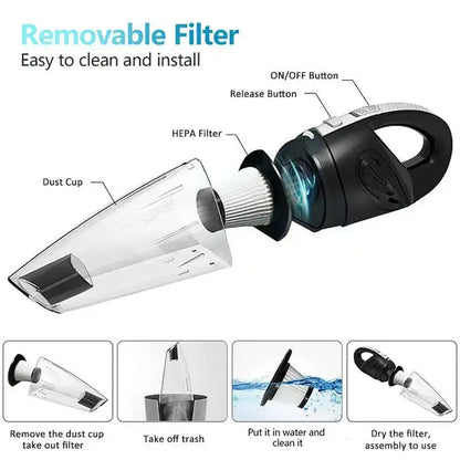 Portable Wireless Vacuum Cleaner Powerful Suction Rechargeable Handheld Vacuum Cleaner Quick Charge for Car Home Pet Hair
