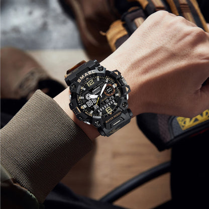 SMAEL New Watches 50m Waterproof Sports Watch Digital 8072 Army Watch Digital Quartz Dual Time Wristwatches LED for Men