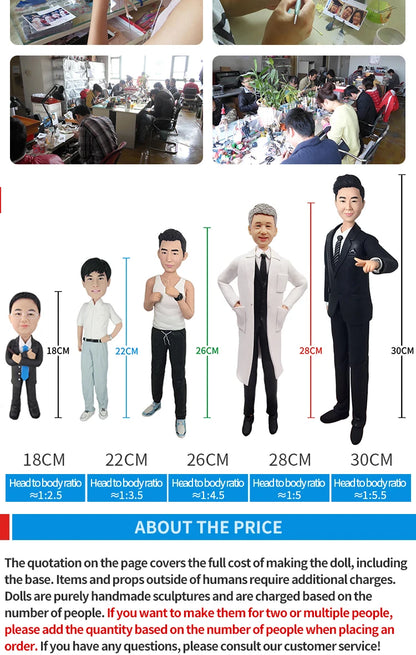 Custom Handmade Bobblehead Figurines, Personalized Clay Dolls figuras Statue Sculpture from photo,Christmas Gift for Husband