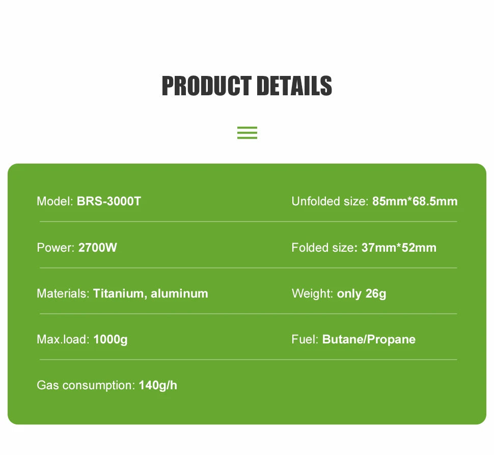 BRS Outdoor Gas Stove Mini Camping Gas Burner 25g Ultralight Titanium Picnic Hiking Cooking Stove Survival Furnace BRS-3000T