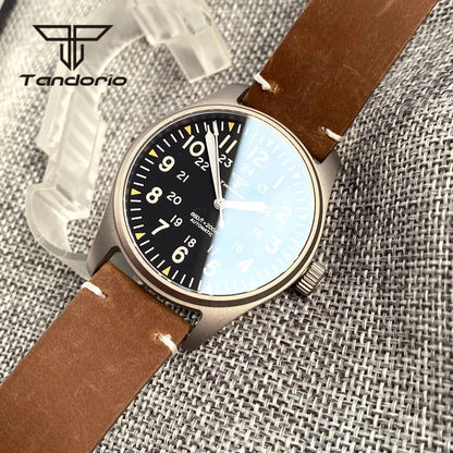 Tandorio Titanium Ultralight Dive 39mm Men's Pilot Watch Automatic Miyota 8215/PT5000 Movt AR Sapphire 20BAR Waterproof Luminous