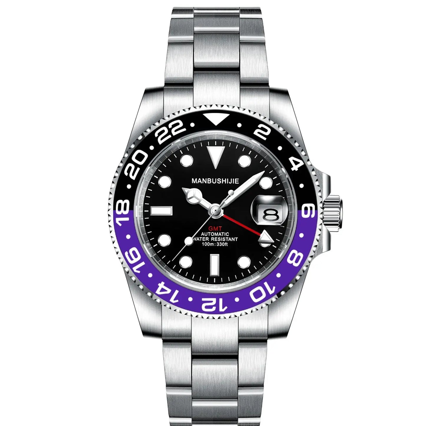 CUSTOM NH34 GMT Stainless Steel Sapphire Glass Watches reloj Waterproof Watch for man Automatic Movement Mechanical Men's Watch