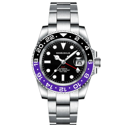 CUSTOM NH34 GMT Stainless Steel Sapphire Glass Watches reloj Waterproof Watch for man Automatic Movement Mechanical Men's Watch