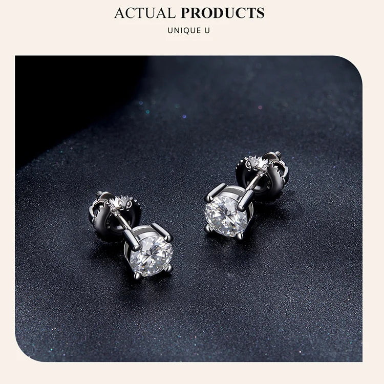 BAMOER 4 Prongs Moissanite Earrings for Women Solid 925 Sterling Silver 2CT VVS1 Lab Diamond Sparkling Classic Wedding Jewelry