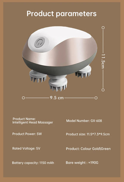 3D Electric Head Massager for Cats Dogs Pets Scalp Massager Rechargeable Body Relax Massager Promote Hair Growth Pet Supplies