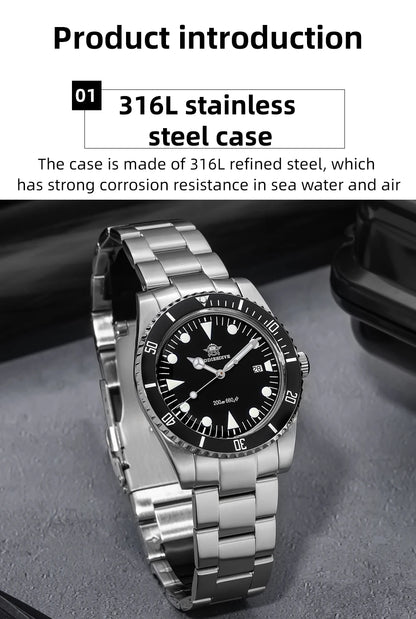 ADDIESDIVE Luxury Men's Analog Watch BGW9 Luminous Ceramic Bezel Bubble Mirror Glass Diver's Watch 200m Quartz Watches AD2068