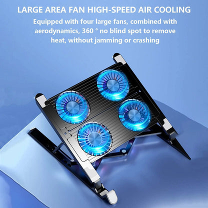 New Foldable Laptop Cooler Base Stand Portable Adjustable Notebook Stand for 13-17.3 Inch Laptop with 2/4 Fans
