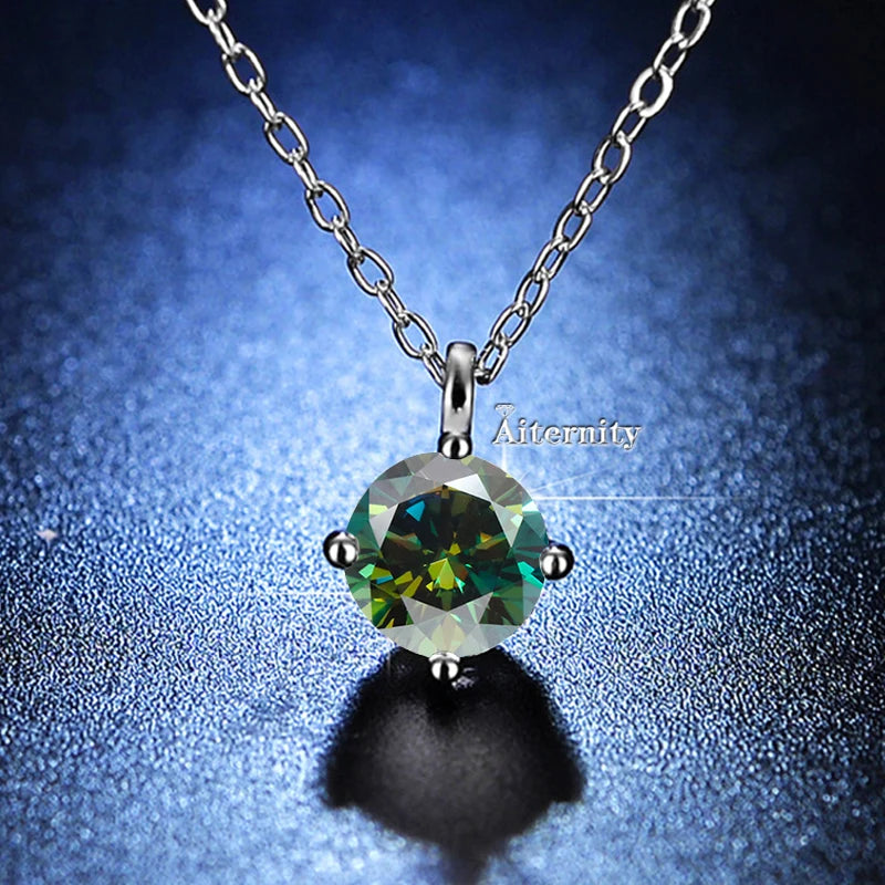 100% Real D Color 1 Carat Moissanite Pendant Necklace GRA Certificate for Women Wedding Bridal S925 Sterling Silver Fine Jewelry