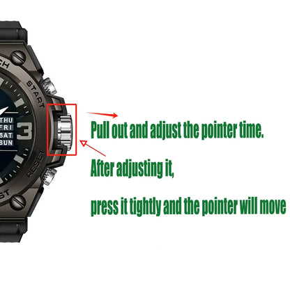 Men's digital sports watch alarm clock, timing, date function, alloy case - perfect for outdoor activities