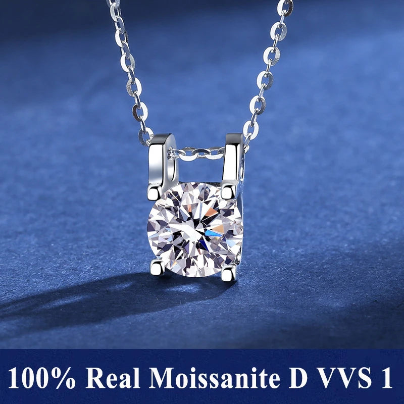 100% Real D Color 1 Carat Moissanite Pendant Necklace GRA Certificate for Women Wedding Bridal S925 Sterling Silver Fine Jewelry