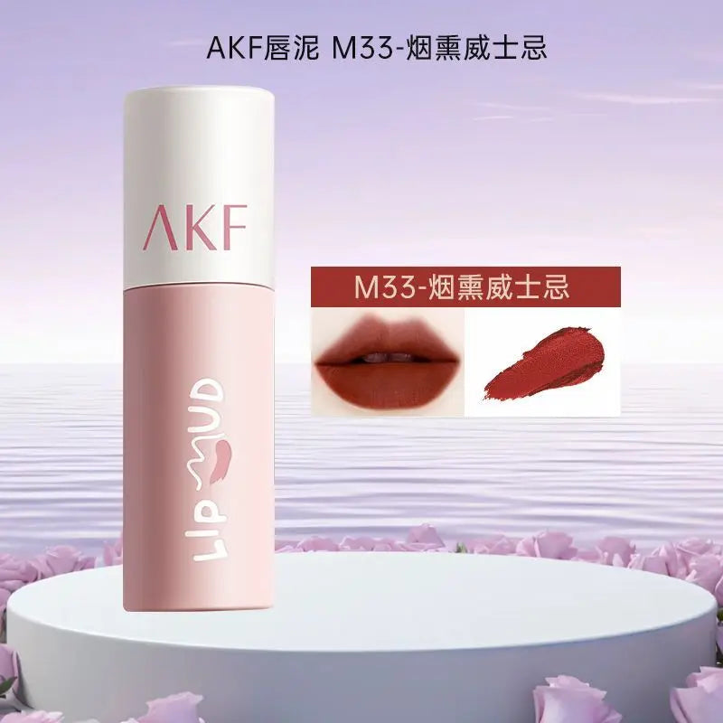 AKF Lip Mud Matte Velvet Soft Mist Lipstick Moisturizing Longlasting High Pigmented Lip Tint Lip Glaze Cosmetics Makeup