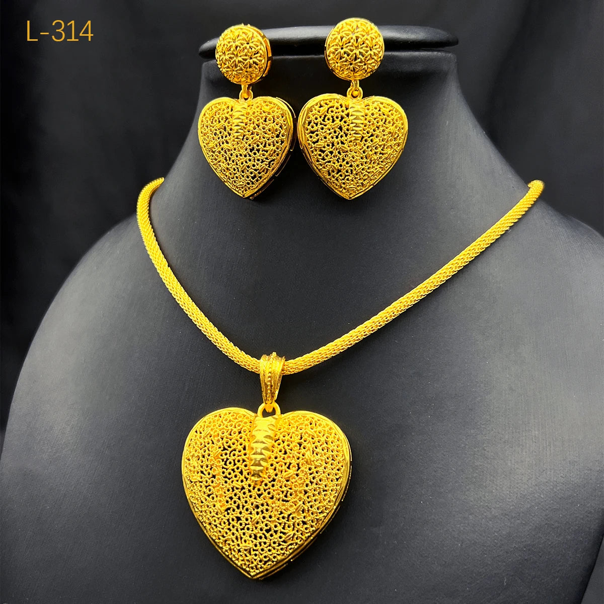 Dubai Ball 24K Gold Plated Jewelry Set – Necklace & Earrings for Women