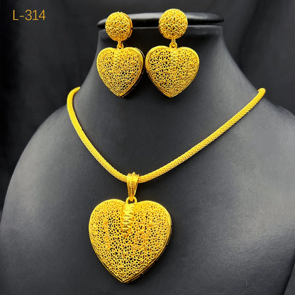 Dubai Ball 24K Gold Plated Jewelry Set – Necklace & Earrings for Women