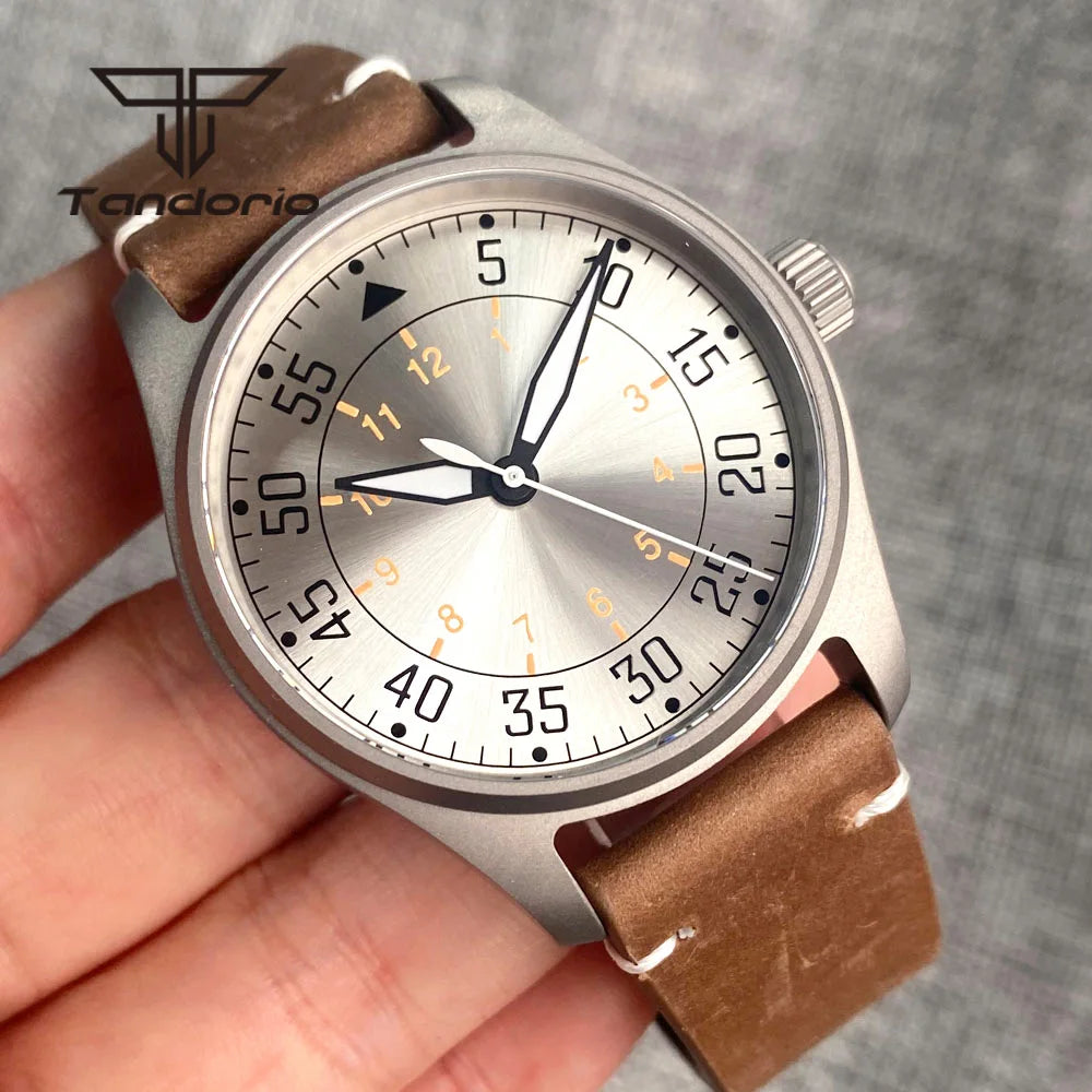 Tandorio Titanium Ultralight Dive 39mm Men's Pilot Watch Automatic Miyota 8215/PT5000 Movt AR Sapphire 20BAR Waterproof Luminous