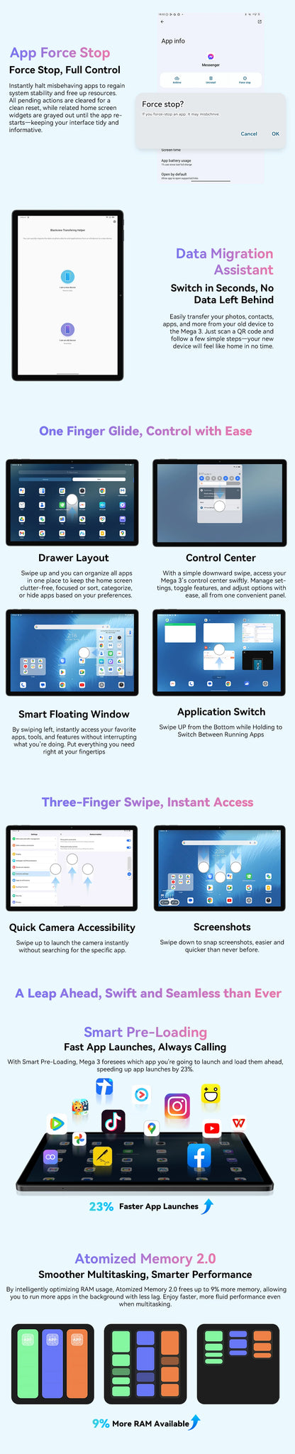 Blackview MEGA 3 Tablet 12.1" 2.5K 90Hz Display Android 15 MediaTek G100 8800mAh 33W Fast Charging 50MP Camera 12GB 256GB Pad