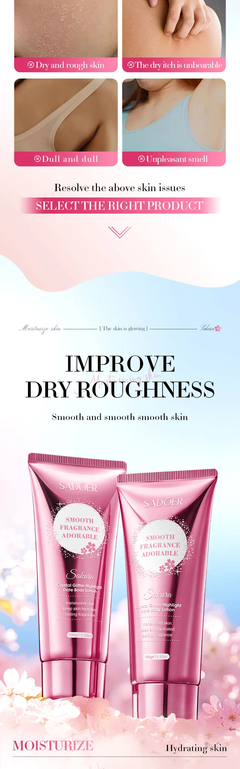 Sakura Skin Whitening Cream Dark Spots Removal Bleach Body Care Lotion Permanently Woman Beauty Moisturizing Korean Cosmetics