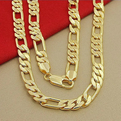 High-quality real gold necklace for men and women AU999 gold necklace 24K gold geometric chain 7MM-8MM
