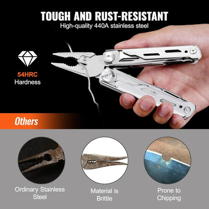 TRALOW Multi Functional Tool Pliers 28 in 1 Stainless Steel Foldable with Thread Cutter Knife Saw Screwdriver for Camping Repair