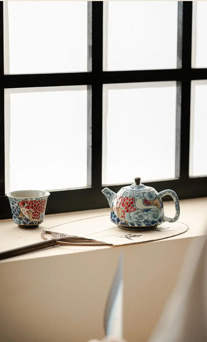 Chinese Underglaze Color Ceramic Teapot Tea Gift Customized Tea Infuser Tea Pot