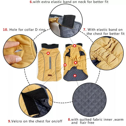 Pet Retro Thickened Warm Dog Clothes Fall and Winter Reflective Dog Jacket Undershirt Pet Sports Training Clothes