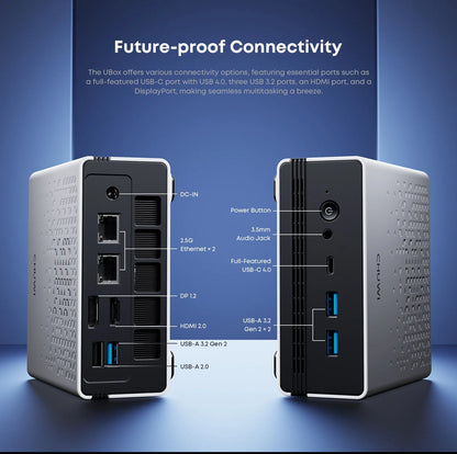 CHUWI UBox Mini PC Ryzen 6600H 6Cores AMD CPU 16GB RAM 512GB SSD Windows 11 Desktop Computer PC 4K Decording WIFI 6 PC