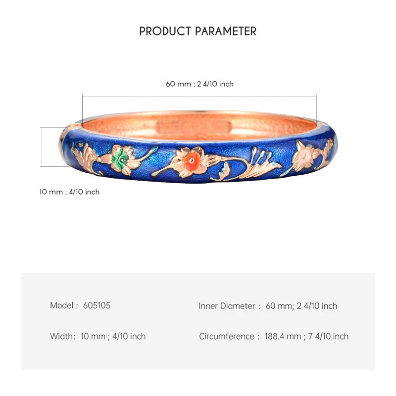 Cloisonne Bangles For Women Bracelet On Hand Flower Enamel Jewelry Women's Hand Bracelets Female Bangle Mother's Day Gifts Wife