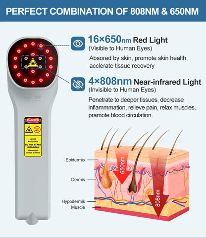 ZJKC Professional Pain Relief Physiotherapy Cold Laser Therapy Device for Pet Dog Cat Wound Injuries 650nm 808nm Home Handheld