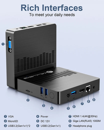 MLLSE Mini PC M2 Air Intel Gemini Lake N4000 Intel J3710 6GB RAM 128GB ROM Dual-Band WiFi Bluetooth USB Mini Computer