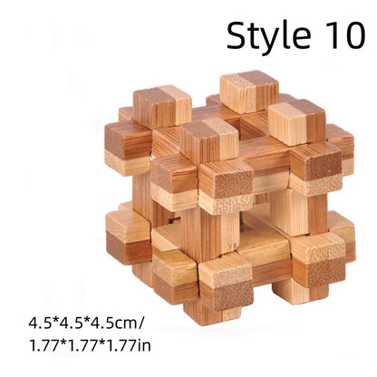 Wooden Kong Ming Lu Ban Lock – 3D IQ Brain Teaser Montessori Puzzle Toy for Kids & Adults