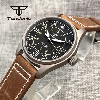 Tandorio Titanium Ultralight Dive 39mm Men's Pilot Watch Automatic Miyota 8215/PT5000 Movt AR Sapphire 20BAR Waterproof Luminous