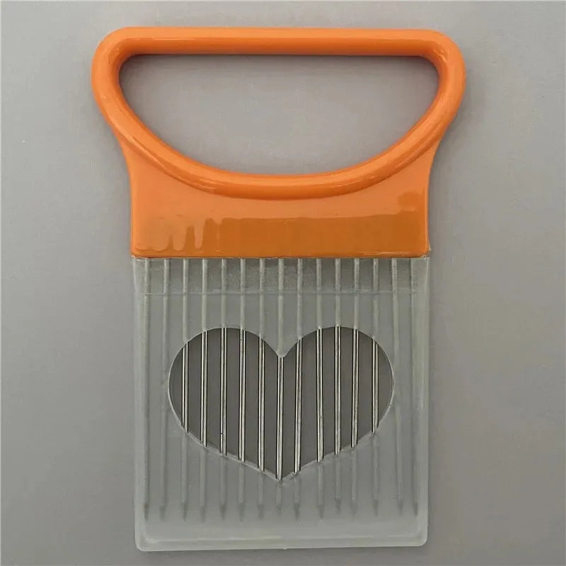 Effortlessly Slice Onions with this 1pc Colorful Onion Slicer Kitchen stainless steel potato chip onion holder for chopping assi