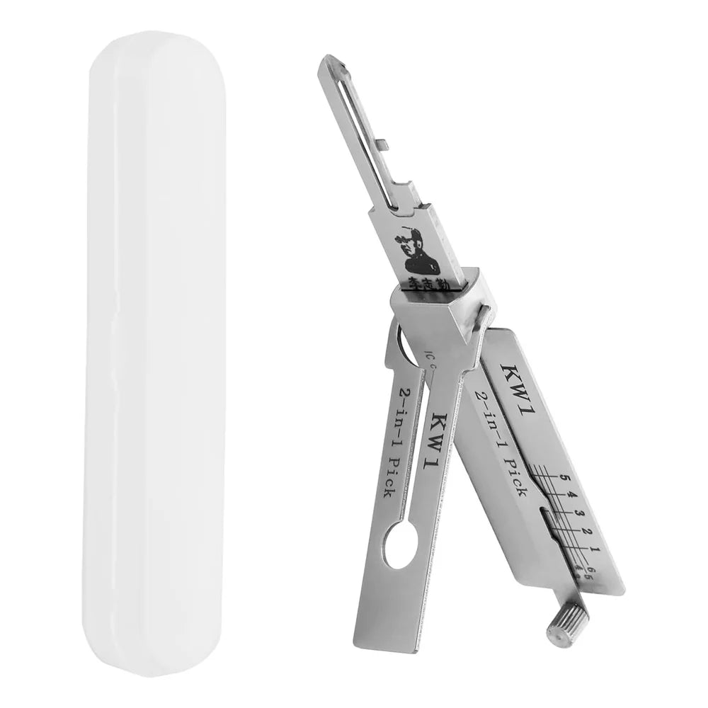 1Pc Silver Locksmith Tools 2 In 1 KW1 Lock Key Precision Hook and Pick Set Maintenance Repair Tool Car Unlocking Engineering