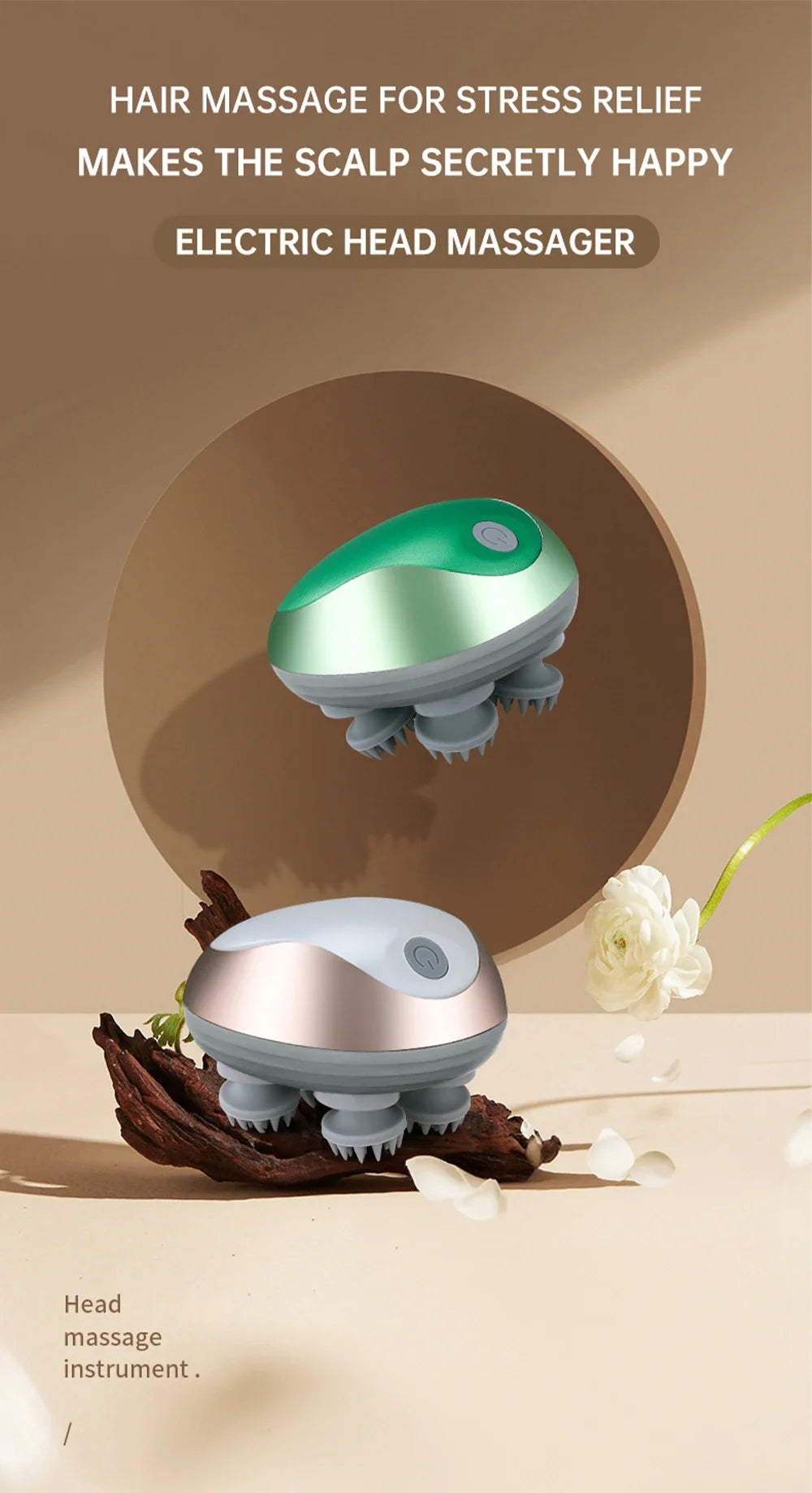 3D Electric Head Massager for Cats Dogs Pets Scalp Massager Rechargeable Body Relax Massager Promote Hair Growth Pet Supplies