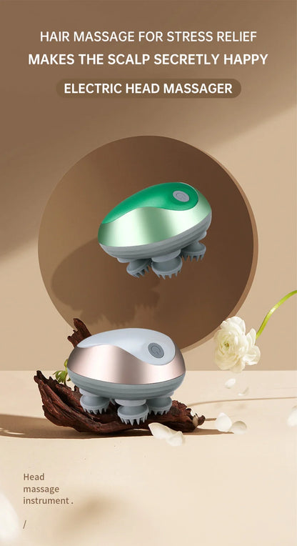 3D Electric Head Massager for Cats Dogs Pets Scalp Massager Rechargeable Body Relax Massager Promote Hair Growth Pet Supplies