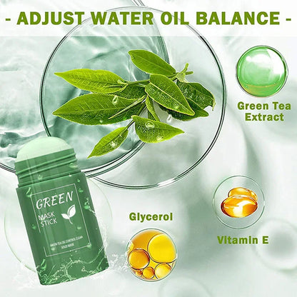 Green Tea Solid Mask Deep Cleansing Pores Shrinking Remove Blackhead Anti Acne Blemish Refreshing Mud Mask Brightening Skin Care