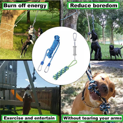 Spring Pole Dogs Toys Large Medium Dog Play Outdoor Hanging Exercise Rope Spring Pull Tug Muscle Builder Exercise Tools For Dogs
