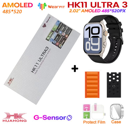 2025 HK11 ULTRA 3 Smartwatch 49mm HD AMOLED 4G ROM Bluetooth Network ChatGPT Call Robot Clock NFC Compass Men Women Smart Watch