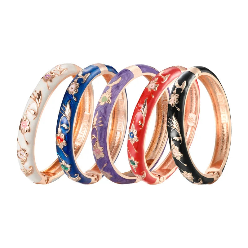 Cloisonne Bangles For Women Bracelet On Hand Flower Enamel Jewelry Women's Hand Bracelets Female Bangle Mother's Day Gifts Wife
