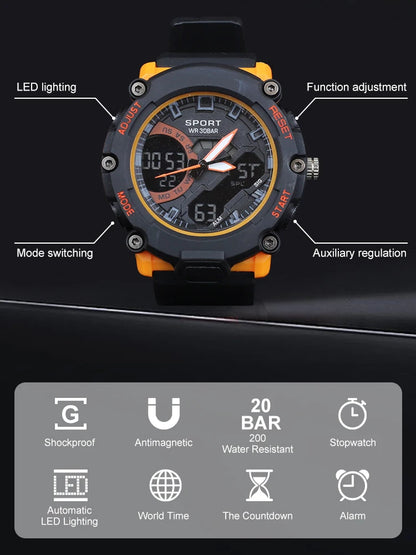 Men Mechanical Wristwatch Waterproof  Automatic LED Watch Men Mechanical Watches World Time Stop Time  AlarmRelogio Masculino