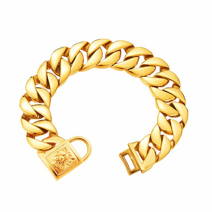 Gold Silver Collar for Large Dog 32mm Stainless Steel Chain Metal Pet Choker Dog Accessories for Cane Corso Labrador Rottweiler