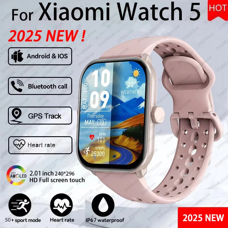 For Xiaomi Watch 5 Smart Watch Men HD AMOLED Display Heart Rate Bluetooth Call GPS Tracking Waterproof Sports Women Smart Watch