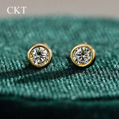 CKT 0.1ct/0.5ct Diamond Stud Earrings for Women's Bubble Earrings 18K Gold Wedding D Color Moissanite Gift Fine Jewelry
