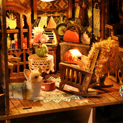 DIY Book Nook Kit Thanksgiving 3D Wooden Puzzle Home Decoration For Bookshelf Miniature Insert Magic Book House Stand Bookshelf