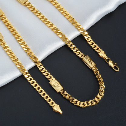 Pure Copper Alloy Men's and Women's Necklaces Vintage Hip-Hop Cuban Chains Suitable For Daily Wear Party Jewelry Gifts
