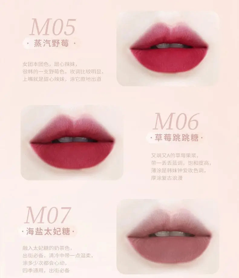 AKF Lip Mud Matte Velvet Soft Mist Lipstick Moisturizing Longlasting High Pigmented Lip Tint Lip Glaze Cosmetics Makeup