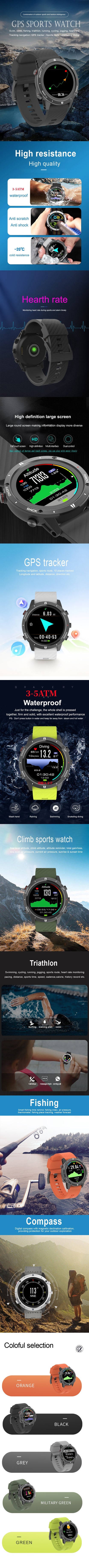 SUNROAD G5B GPS+GLONASS+BEIDOU+Triathlon Sport Watch 1.28 "IPS TFT Color Touch Screen 320MAH Battery BLE 5.0 For Android IOS
