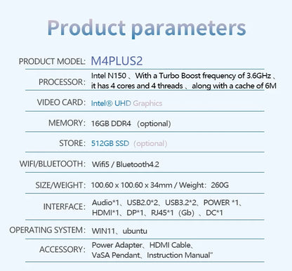 SOYO M4PLUS2 Mini PC: 8/16GB RAM, 256/512GBSSD, Intel Twin Lak N150, Windows 11Pro - Compact & Ideal for Home, Business & Gaming