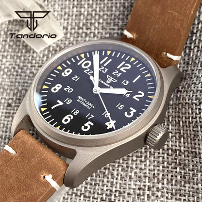 Tandorio Titanium Ultralight Dive 39mm Men's Pilot Watch Automatic Miyota 8215/PT5000 Movt AR Sapphire 20BAR Waterproof Luminous