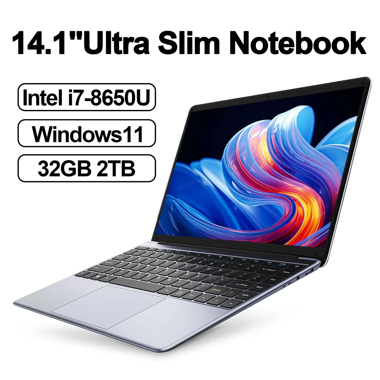 LENO 14.1" Ultra Slim Gaming Laptop – Intel Core i7-8650U, 32GB RAM, 2TB SSD, Windows 11
